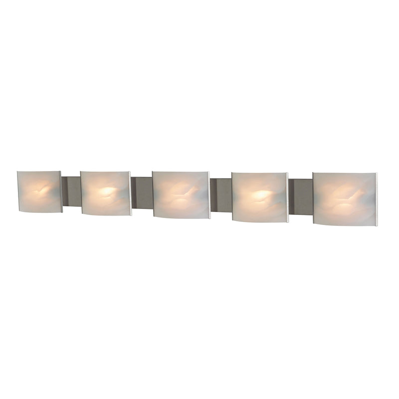 Pannelli 5-Light Vanity Sconce in Stainless Steel with Hand-formed White Alabaster Glass ELK Lighting | Sconces | Modishstore