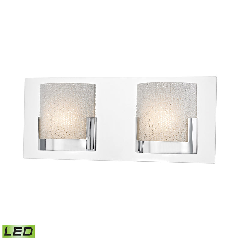 Ophelia 2-Light Vanity Sconce in Chrome with Perforated Clear Glass - Integrated LED ELK Lighting | Sconces | Modishstore