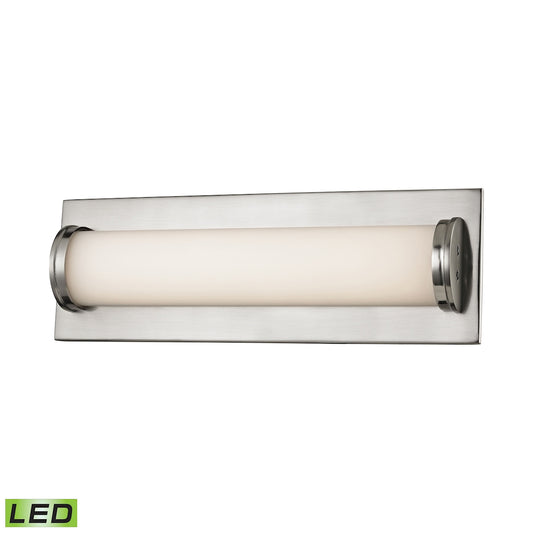 Barrie 1-Light Vanity Sconce in Matte Satin Nickel with Opal White Glass Diffuser - Integrated LED ELK Lighting BVL372-10-16M | Sconces | Modishstore