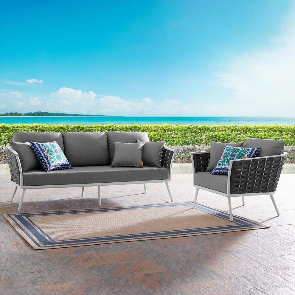 Modway Stance 2 Piece Outdoor Patio Aluminum Sectional Sofa Set-EEI-3164 - EEI-3164 | Outdoor Sofas, Loveseats & Sectionals | Modishstore - 1