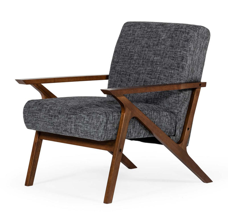 Modrest Candea - Mid-Century Walnut and Grey Accent Chair | Modishstore | Accent Chairs