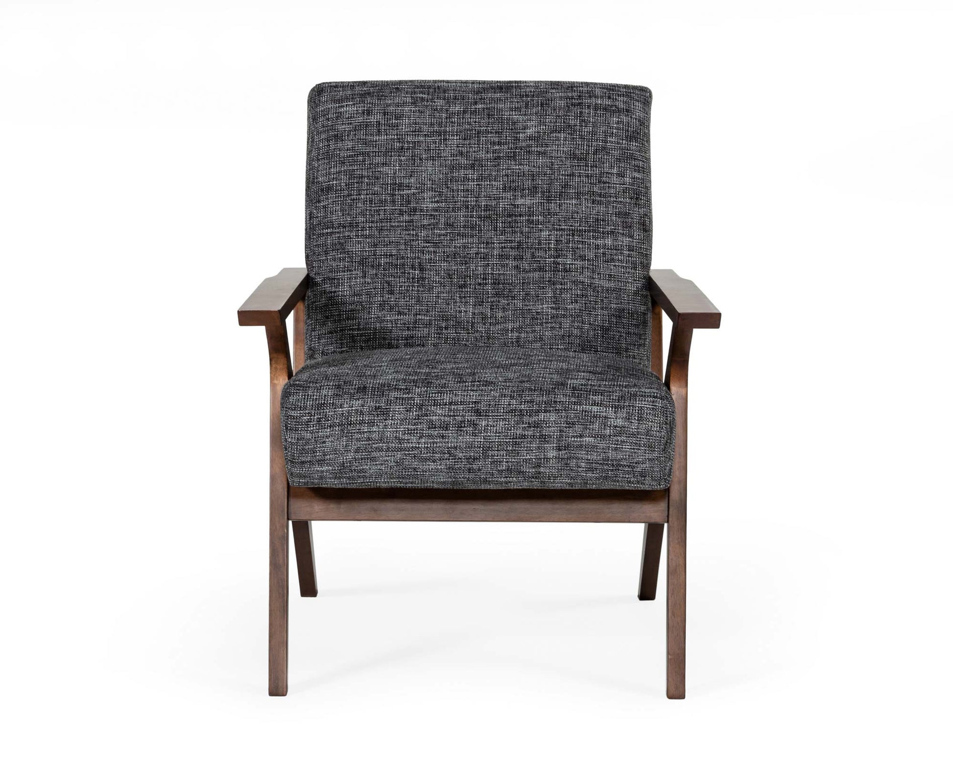 Modrest Candea - Mid-Century Walnut and Grey Accent Chair-2