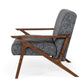 Modrest Candea - Mid-Century Walnut and Grey Accent Chair-3