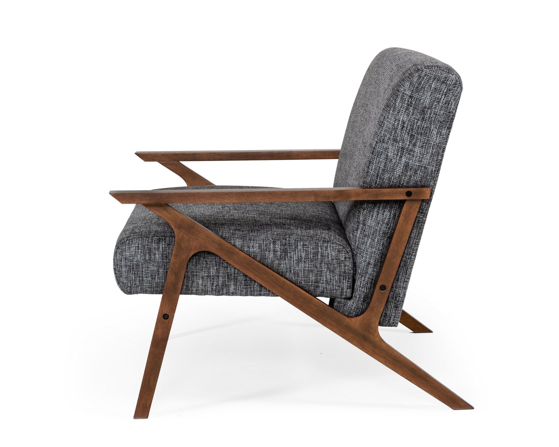 Modrest Candea - Mid-Century Walnut and Grey Accent Chair-3