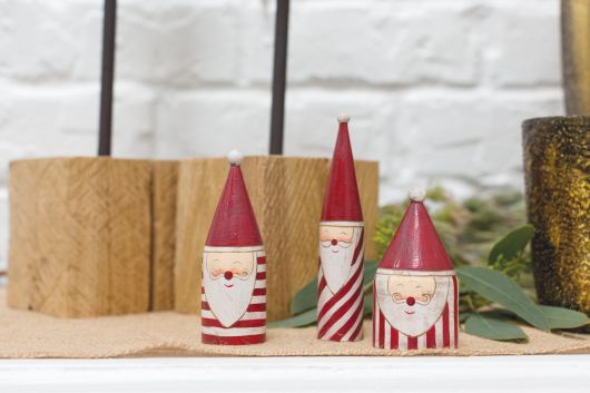 Candystripe Santa Collection Set Of 8 By Accent Decor | Figurines | Modishstore - 1