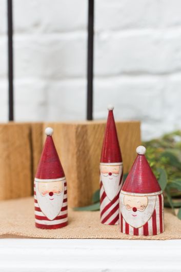 Candystripe Santa Collection Set Of 8 By Accent Decor | Figurines | Modishstore - 2