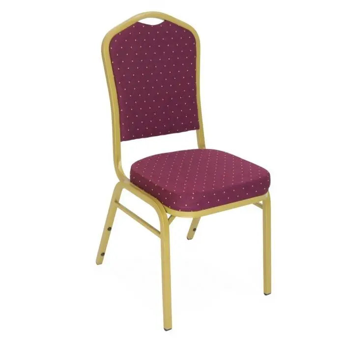 Crown Back Banquet Chair - Burgundy Fabric Gold Dot Pattern - Gold Frame Set Of 4 By Atlas | Dining Chairs| Modishstore - 4