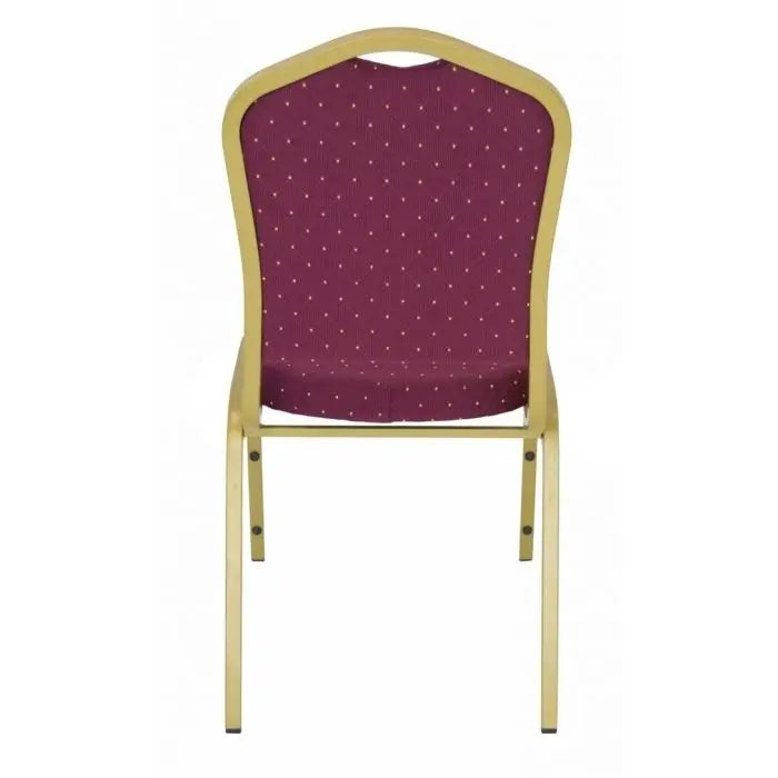 Crown Back Banquet Chair - Burgundy Fabric Gold Dot Pattern - Gold Frame Set Of 4 By Atlas | Dining Chairs| Modishstore - 3