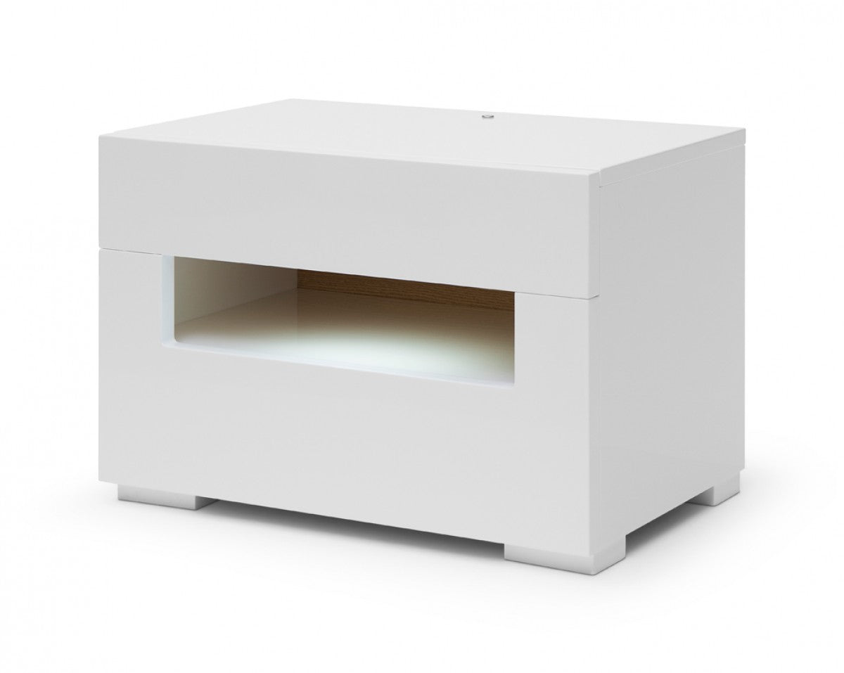 Vig Furniture Modrest Ceres - Modern LED White Lacquer Nightstand | Modishstore | Nightstands-2