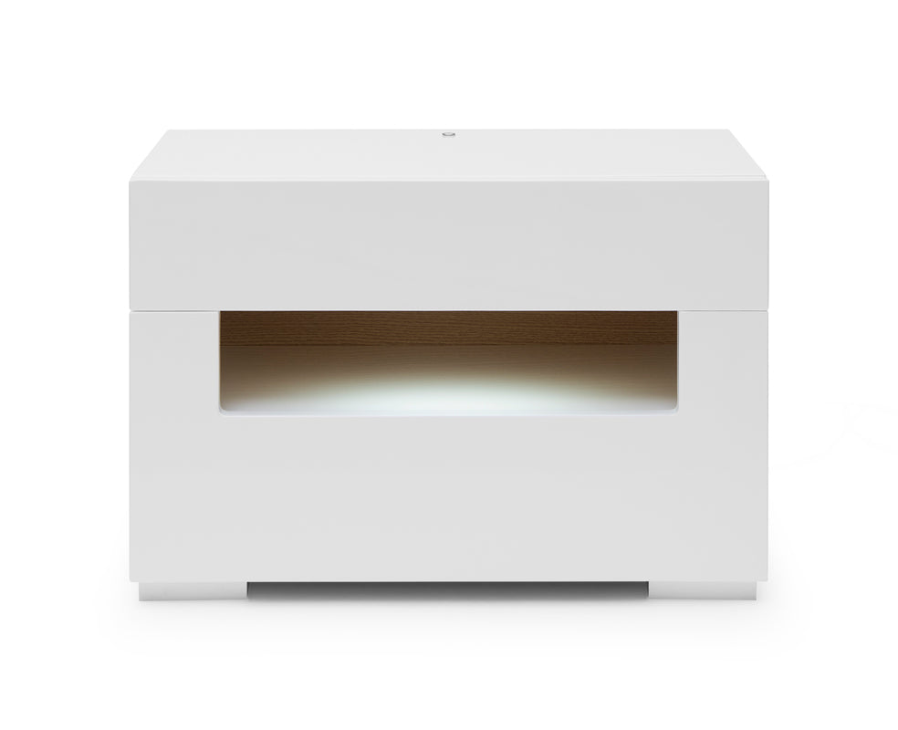 Vig Furniture Modrest Ceres - Modern LED White Lacquer Nightstand | Modishstore | Nightstands