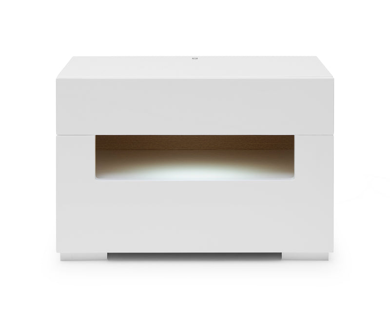 Vig Furniture Modrest Ceres - Modern LED White Lacquer Nightstand | Modishstore | Nightstands
