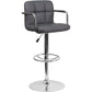 Contemporary Gray Quilted Vinyl Adjustable Height Barstool With Arms And Chrome Base By Flash Furniture | Bar Stools | Modishstore - 1