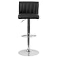 Contemporary Black Vinyl Adjustable Height Barstool With Vertical Stitch Back/Seat And Chrome Base By Flash Furniture | Bar Stools | Modishstore - 4