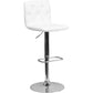 Contemporary Button Tufted White Vinyl Adjustable Height Barstool With Chrome Base By Flash Furniture | Bar Stools | Modishstore