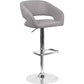 Contemporary Gray Fabric Adjustable Height Barstool With Rounded Mid-Back And Chrome Base By Flash Furniture | Bar Stools | Modishstore - 1