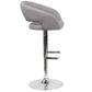 Contemporary Gray Fabric Adjustable Height Barstool With Rounded Mid-Back And Chrome Base By Flash Furniture | Bar Stools | Modishstore - 2