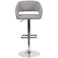 Contemporary Gray Fabric Adjustable Height Barstool With Rounded Mid-Back And Chrome Base By Flash Furniture | Bar Stools | Modishstore - 4
