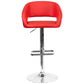Contemporary Red Vinyl Adjustable Height Barstool With Rounded Mid-Back And Chrome Base By Flash Furniture | Bar Stools | Modishstore - 4