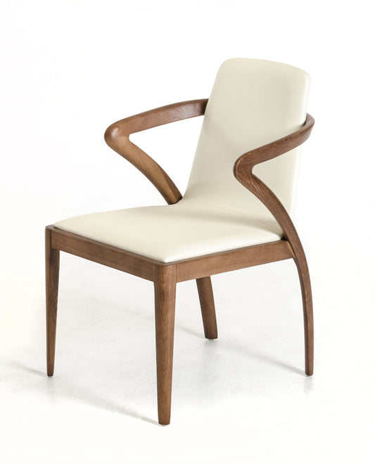 Vig Furniture Modrest Falcon Modern Walnut and Cream Dining Chair | Modishstore | Dining Chairs