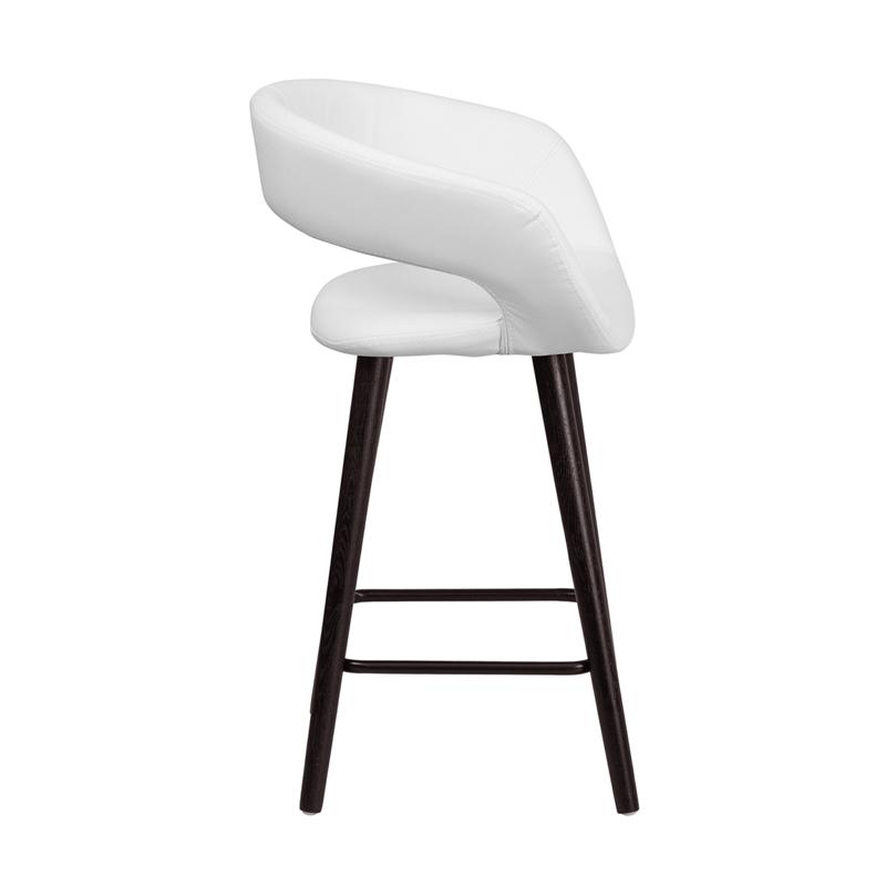 Brynn Series 23.75'' High Contemporary Cappuccino Wood Counter Height Stool In White Vinyl By Flash Furniture | Bar Stools | Modishstore - 2