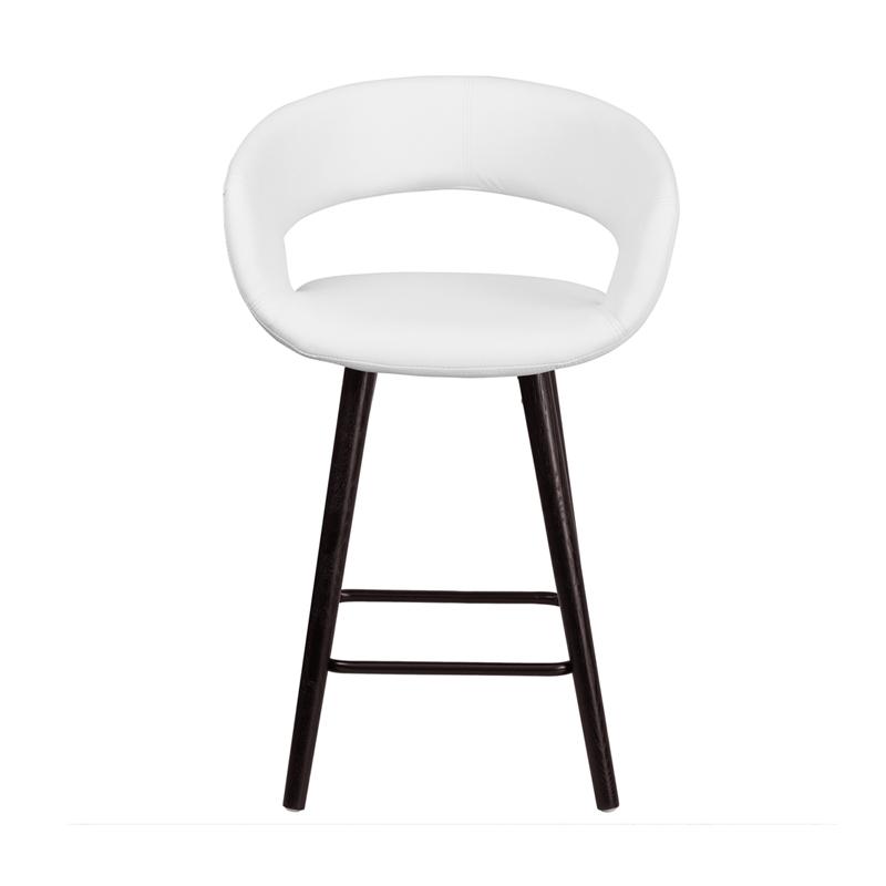 Brynn Series 23.75'' High Contemporary Cappuccino Wood Counter Height Stool In White Vinyl By Flash Furniture | Bar Stools | Modishstore - 4