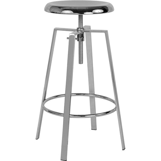 Toledo Industrial Style Barstool With Swivel Lift Adjustable Height Seat In Chrome Finish By Flash Furniture | Bar Stools | Modishstore - 1