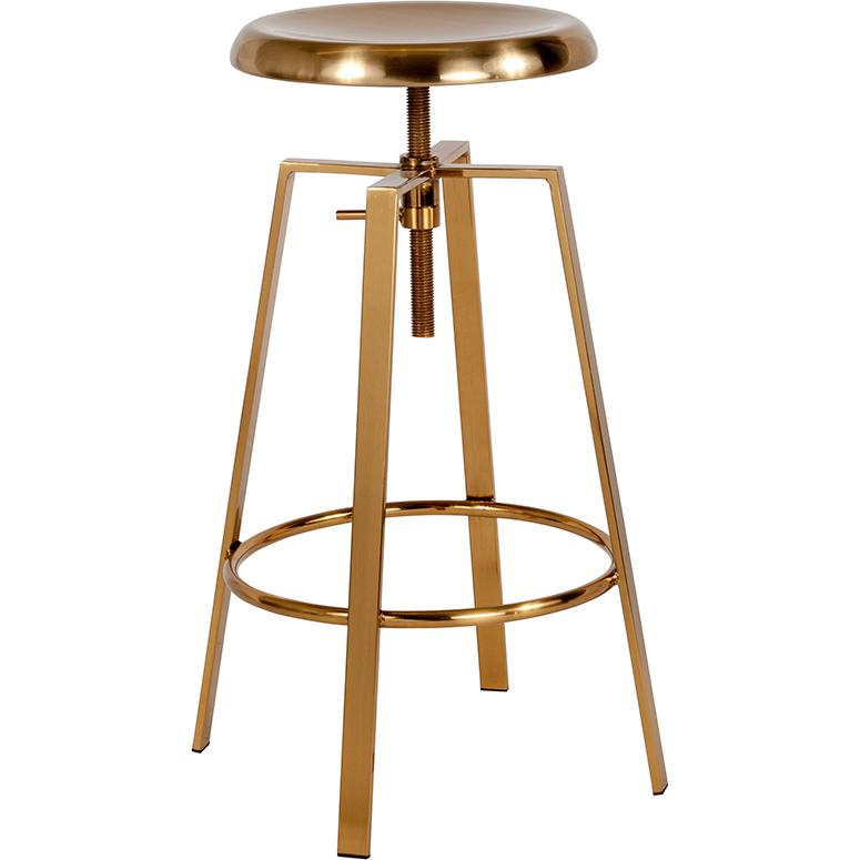 Toledo Industrial Style Barstool With Swivel Lift Adjustable Height Seat In Gold Finish By Flash Furniture | Bar Stools | Modishstore