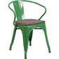 Green Metal Chair With Wood Seat And Arms By Flash Furniture | Dining Chairs | Modishstore - 1