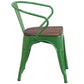 Green Metal Chair With Wood Seat And Arms By Flash Furniture | Dining Chairs | Modishstore - 2