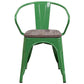 Green Metal Chair With Wood Seat And Arms By Flash Furniture | Dining Chairs | Modishstore - 4