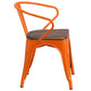 Orange Metal Chair With Wood Seat And Arms By Flash Furniture | Dining Chairs | Modishstore - 2