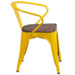 Yellow Metal Chair With Wood Seat And Arms By Flash Furniture | Dining Chairs | Modishstore - 2