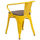 Yellow Metal Chair With Wood Seat And Arms By Flash Furniture | Dining Chairs | Modishstore - 3