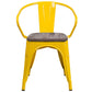 Yellow Metal Chair With Wood Seat And Arms By Flash Furniture | Dining Chairs | Modishstore - 4