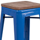24" High Backless Blue Metal Counter Height Stool With Square Wood Seat By Flash Furniture | Bar Stools | Modishstore - 2