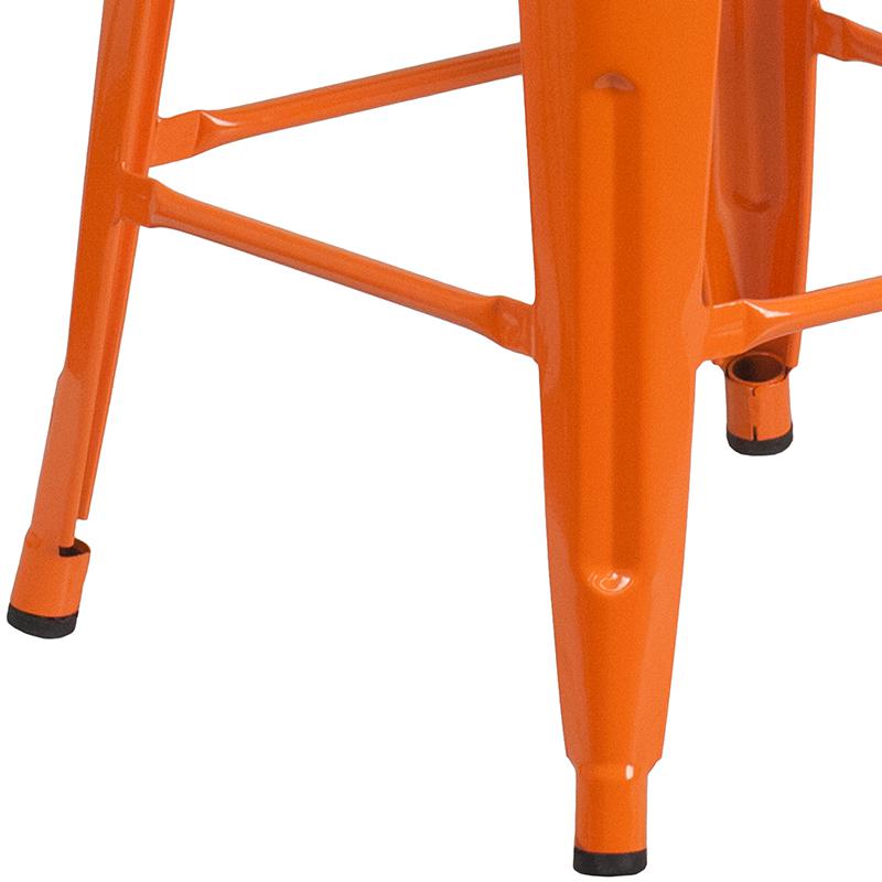 24" High Backless Orange Metal Counter Height Stool With Square Wood Seat By Flash Furniture | Bar Stools | Modishstore - 3