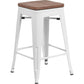 24" High Backless White Metal Counter Height Stool With Square Wood Seat By Flash Furniture | Bar Stools | Modishstore - 1