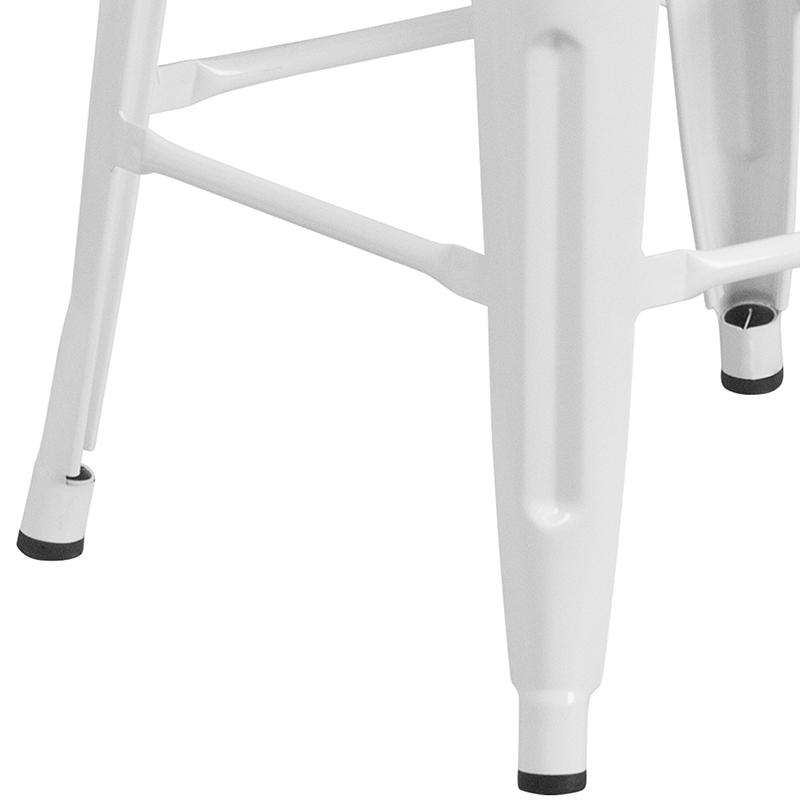 24" High Backless White Metal Counter Height Stool With Square Wood Seat By Flash Furniture | Bar Stools | Modishstore - 3