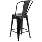Commercial Grade 24" High Black Metal Indoor-Outdoor Counter Height Stool With Removable Back By Flash Furniture | Dining Chairs | Modishstore - 3