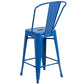 Commercial Grade 24" High Blue Metal Indoor-Outdoor Counter Height Stool With Removable Back By Flash Furniture | Dining Chairs | Modishstore - 3