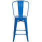 Commercial Grade 24" High Blue Metal Indoor-Outdoor Counter Height Stool With Removable Back By Flash Furniture | Dining Chairs | Modishstore - 4