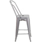 Commercial Grade 24" High Silver Metal Indoor-Outdoor Counter Height Stool With Removable Back By Flash Furniture | Dining Chairs | Modishstore - 2
