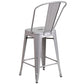 Commercial Grade 24" High Silver Metal Indoor-Outdoor Counter Height Stool With Removable Back By Flash Furniture | Dining Chairs | Modishstore - 3