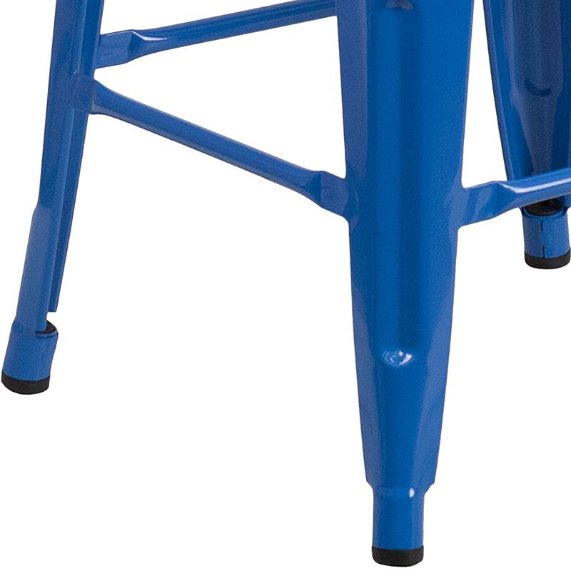 30" High Backless Blue Metal Barstool With Square Wood Seat By Flash Furniture | Bar Stools | Modishstore - 3