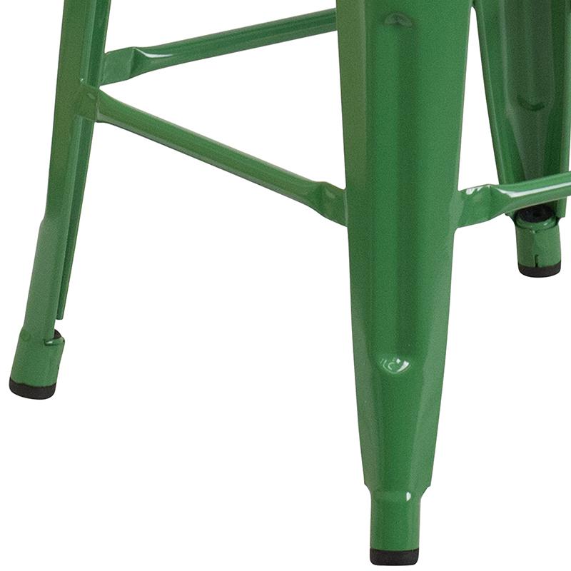 30" High Backless Green Metal Barstool With Square Wood Seat By Flash Furniture | Bar Stools | Modishstore - 3
