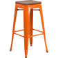 30" High Backless Orange Metal Barstool With Square Wood Seat By Flash Furniture | Bar Stools | Modishstore - 1