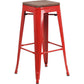 30" High Backless Red Metal Barstool With Square Wood Seat By Flash Furniture | Bar Stools | Modishstore - 1