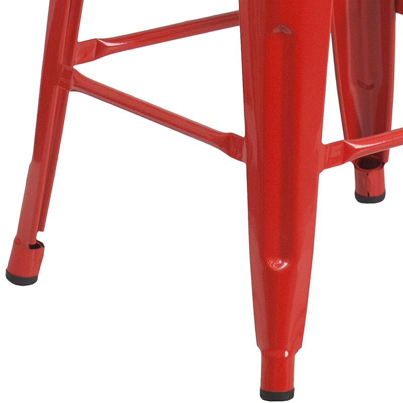 30" High Backless Red Metal Barstool With Square Wood Seat By Flash Furniture | Bar Stools | Modishstore - 3
