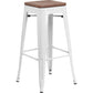 30" High Backless White Metal Barstool With Square Wood Seat By Flash Furniture | Bar Stools | Modishstore - 1