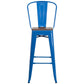 30" High Blue Metal Barstool With Back And Wood Seat By Flash Furniture | Bar Stools | Modishstore - 4